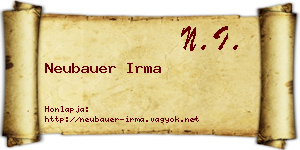 Neubauer Irma névjegykártya